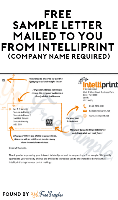 FREE Sample Letter Mailed to You from Intelliprint (Company Name Required)