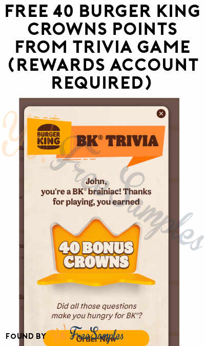 FREE 40 Burger King Crowns Points from Trivia Game (Rewards Account Required)