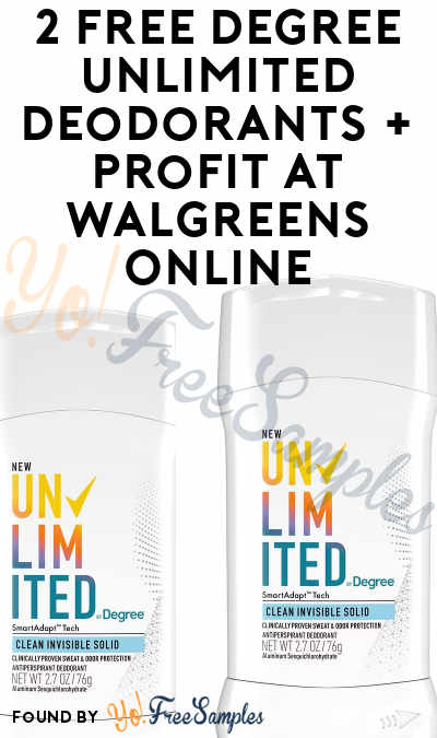 2 FREE Degree Unlimited Deodorants + Profit at Walgreens Online (Mobile Coupon Required)
