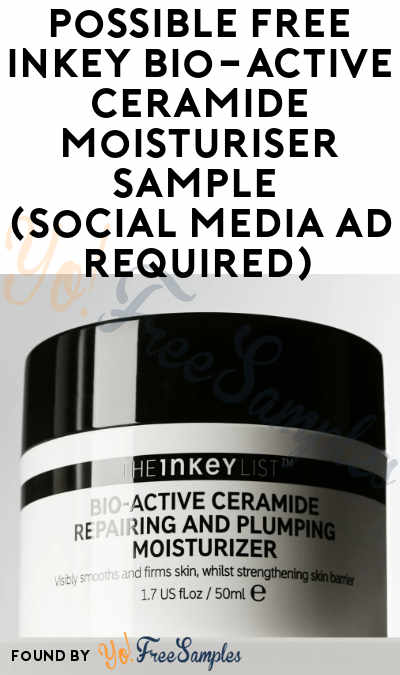 Possible FREE Inkey Bio-Active Ceramide Moisturiser Sample (Social Media Ad Required)