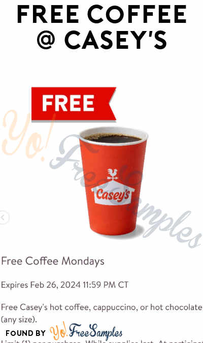FREE Monday Coffee at Casey’s General Store (Rewards Membership Required)