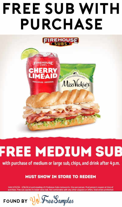 FREE Medium Sub at Firehouse Subs After 4PM Daily Through 2/16 (Purchase Required)