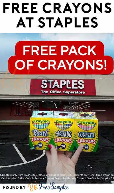 FREE Crayon 24-Pack at Staples with Purchase (App Required)