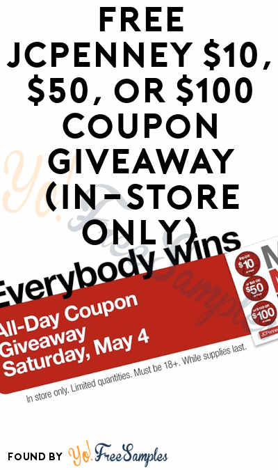 FREE JCPenney $10, $50, or $100 Coupon Giveaway (In-Store Only)